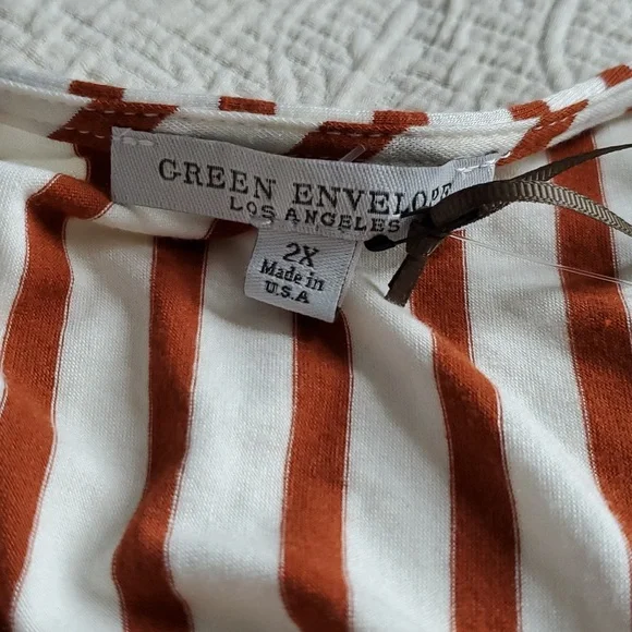Set of 2 Green Envelope Rayon Striped Tops - Picture 9 of 14